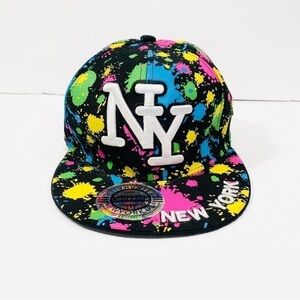 NWT City Hunters NY Black Splatter Paint Baseball Hat
